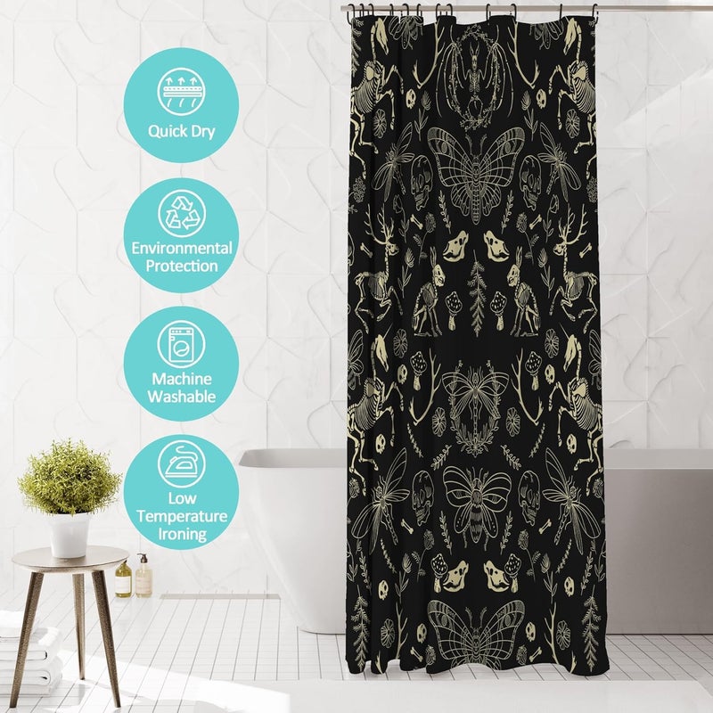 TSLOVER Black and Gold Skull Shower Curtain – 72x84 Extra Long Gothic Bathroom Curtain, Funny Western Skeleton Bath Decor, Waterproof Fabric Shower Curtains for Men & Women - Image 4